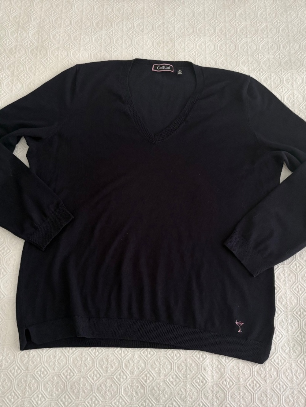 Golftini CozyKnit V-Neck Sweater Navy Blue XL Stretch Golf Preppy Country Club